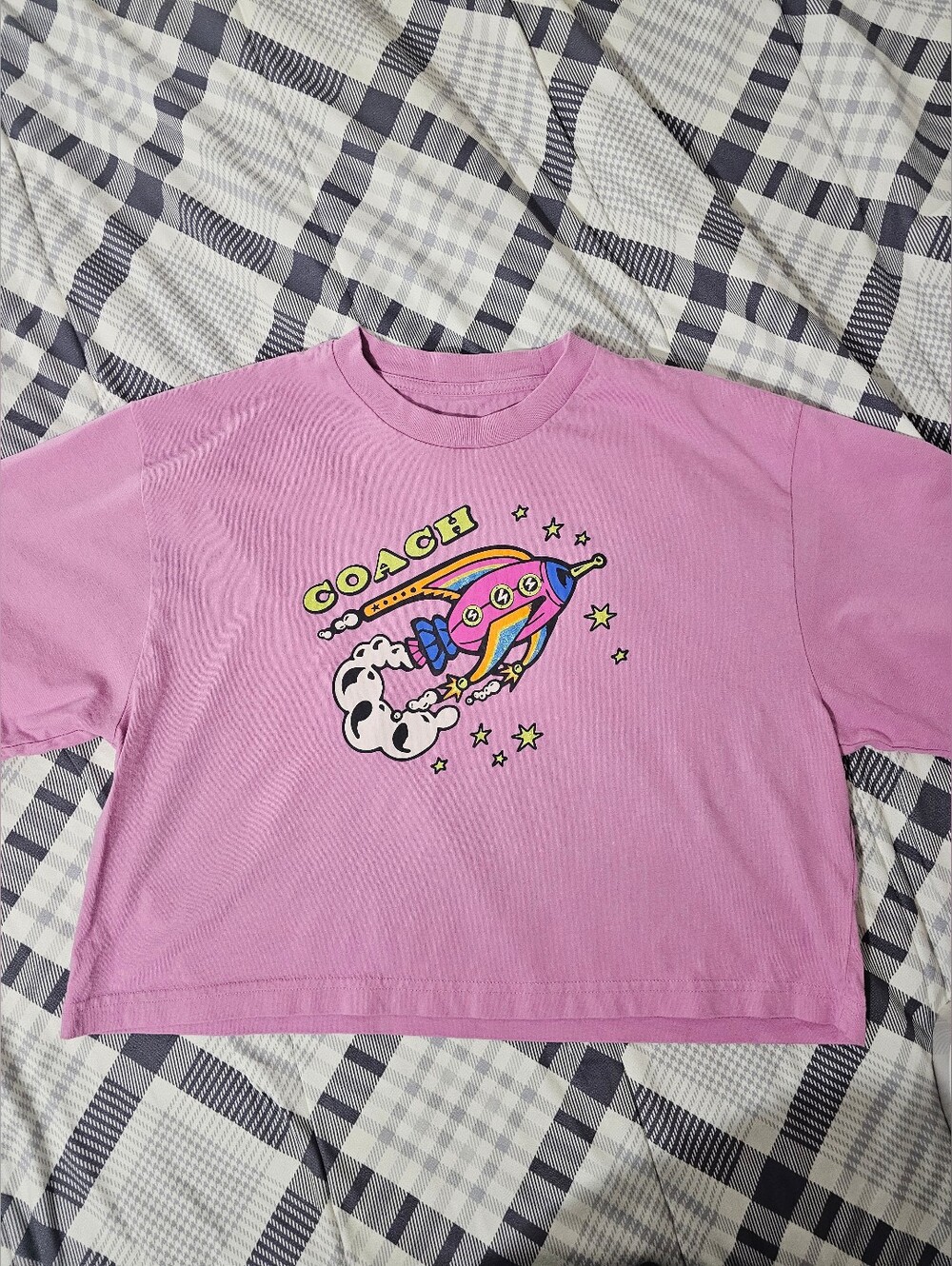 Cosmic Coach Rocket Print Cropped T-Shirt
